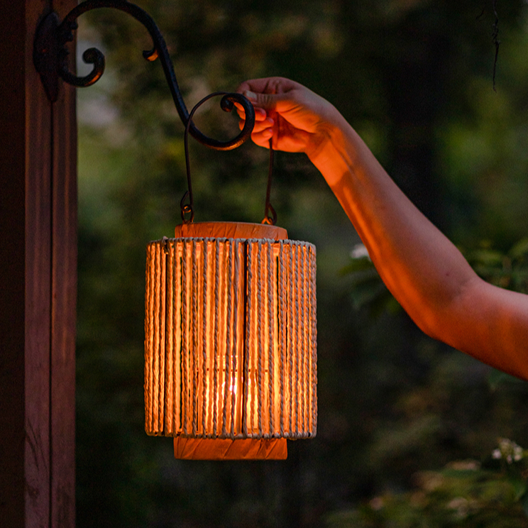 Rope & Paper Lantern Candle Holder — Natural Hemp