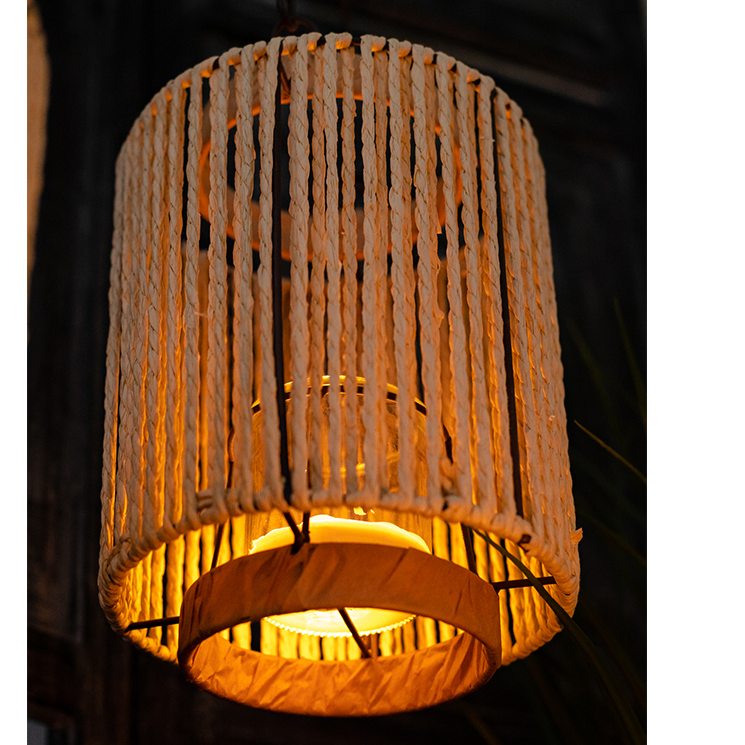 Rope & Paper Lantern Candle Holder — Natural Hemp