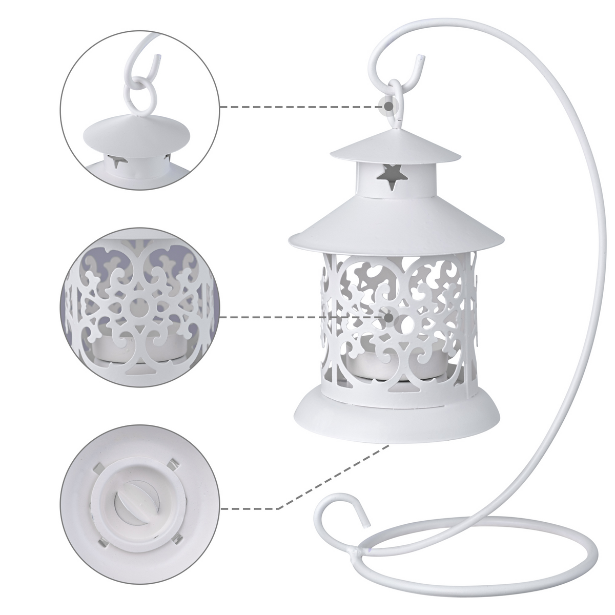 Hanging Lantern Candle Holder with Stand — Moroccan Style