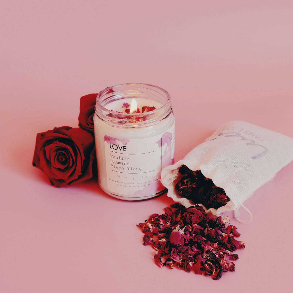 Love Petals Candle — Hand-Poured Rose Petal (Warm Floral)