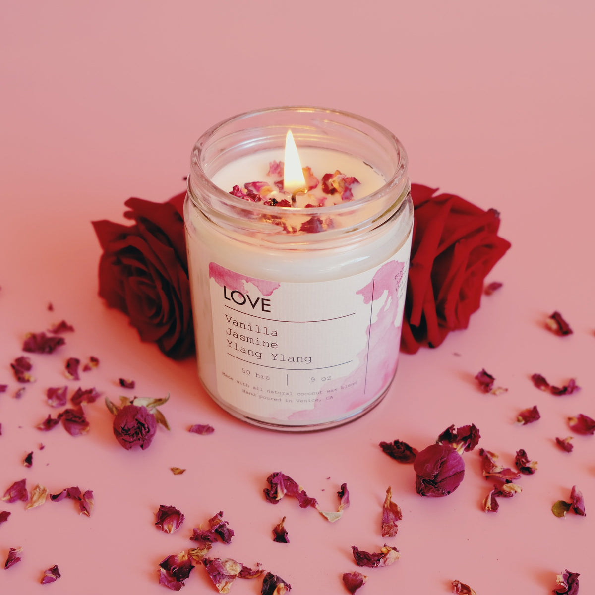 Love Petals Candle — Hand-Poured Rose Petal (Warm Floral)