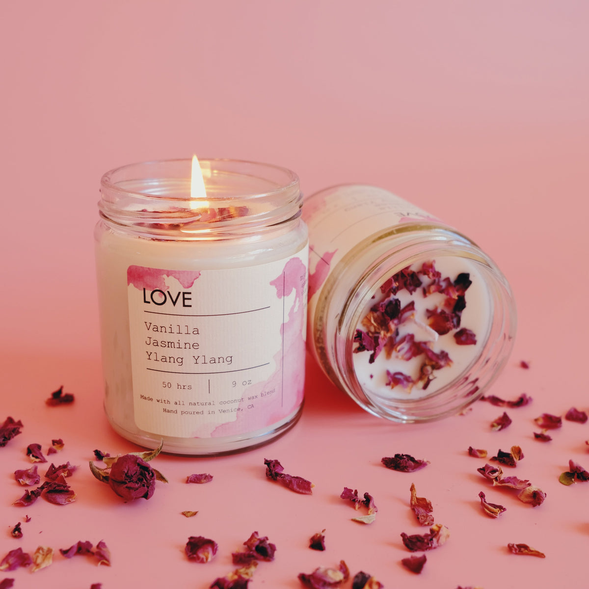 Love Petals Candle — Hand-Poured Rose Petal (Warm Floral)