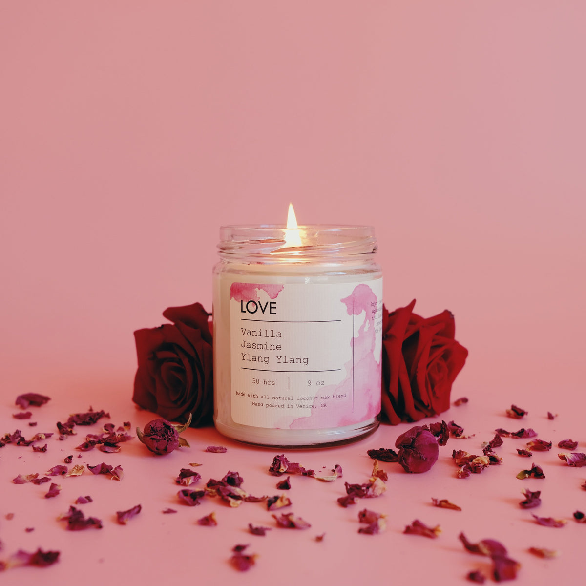 Love Petals Candle — Hand-Poured Rose Petal (Warm Floral)